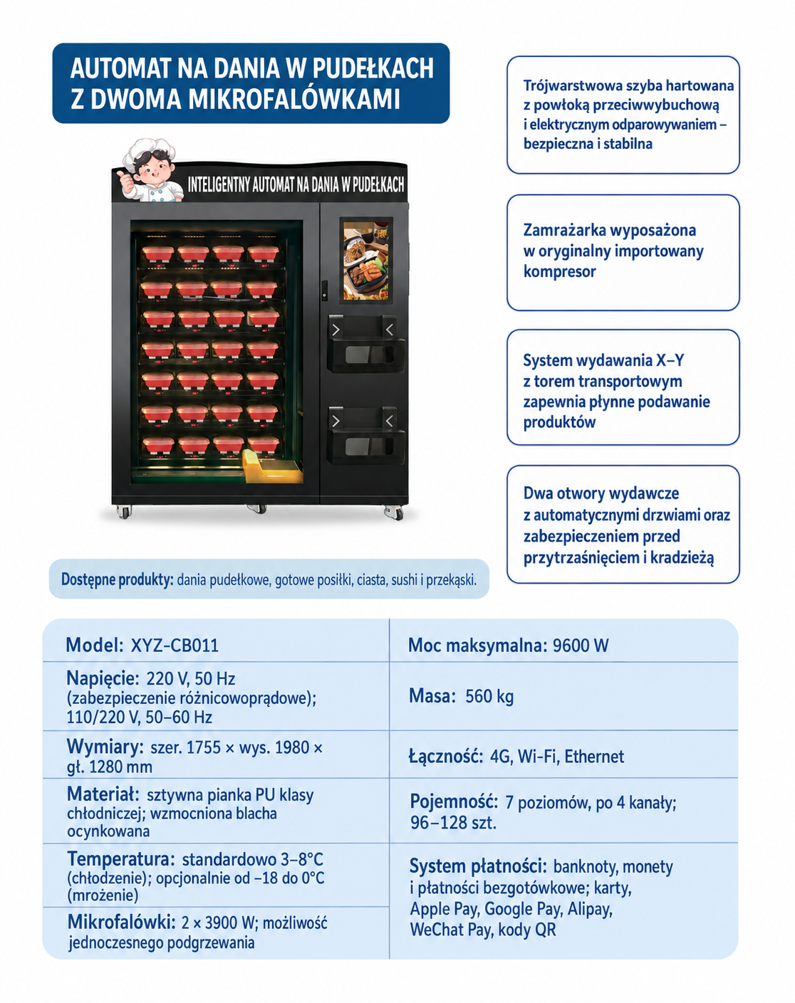 Automat XYZ-CB011 na dania pudełkowe z dwiema mikrofalówkami