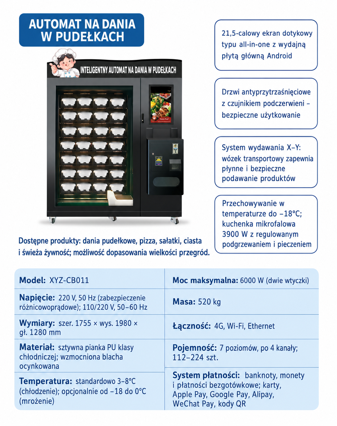Automat XYZ-CB011 na dania pudełkowe z mikrofalówką