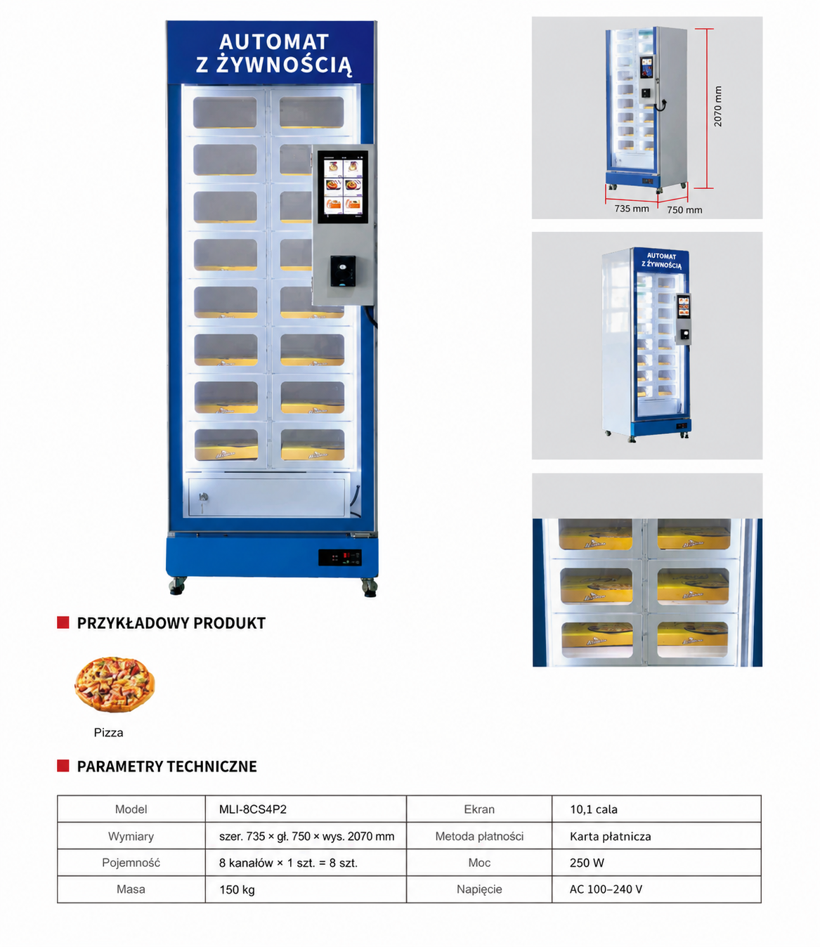 Automat skrytkowy MLI-8CS4P2 do pizzy i dań gotowych