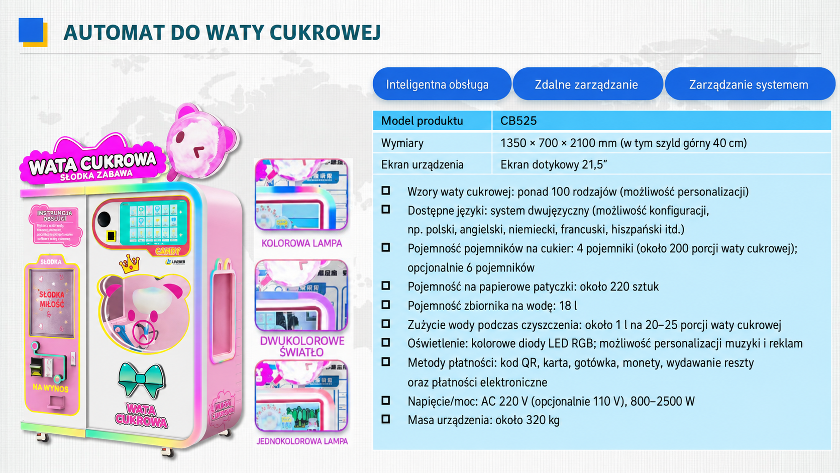Duży automat do waty cukrowej model CB525