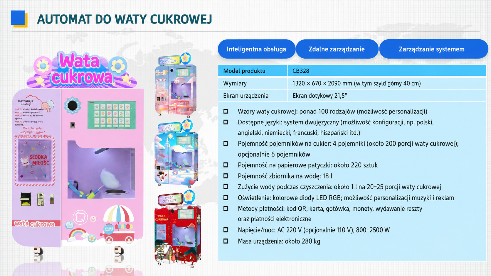 Automat do waty cukrowej model CB328