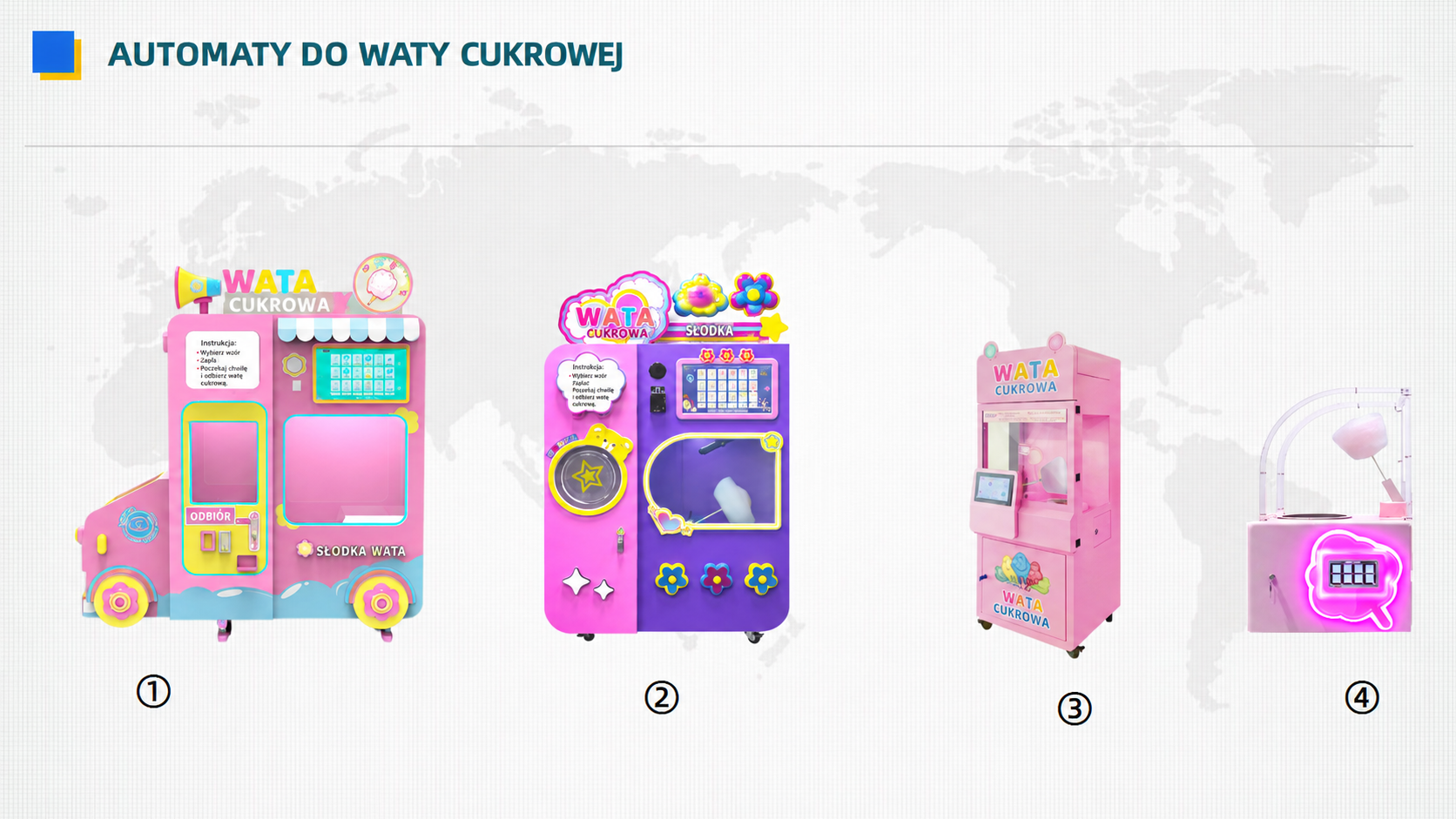 Cztery warianty automatów do waty cukrowej