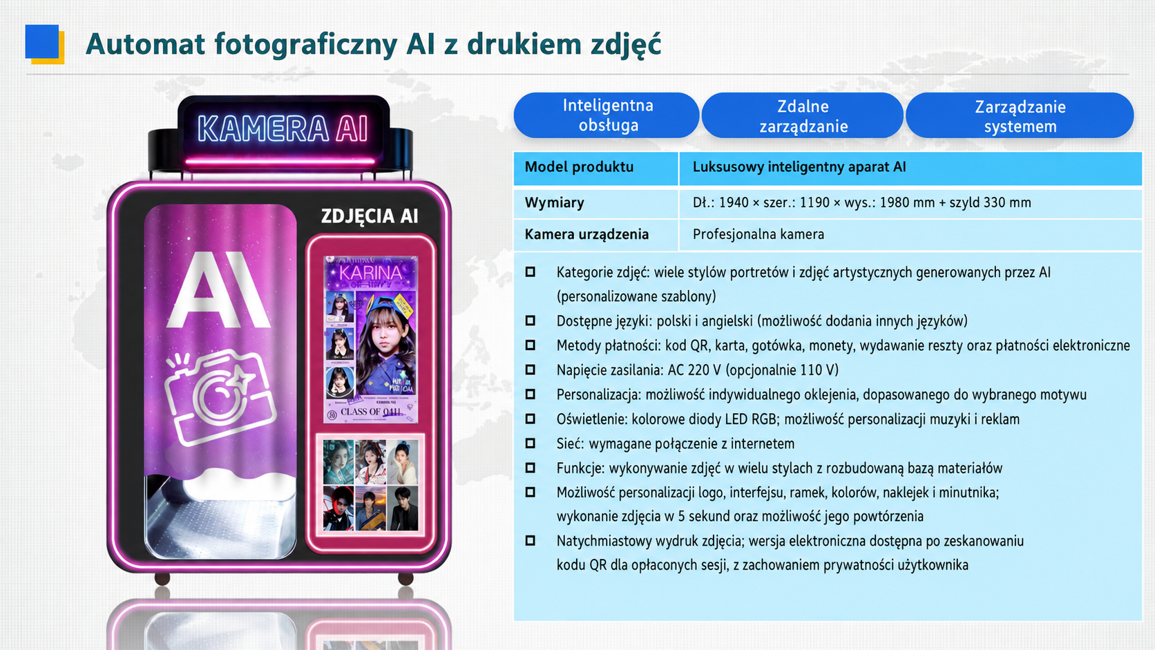 Automat fotograficzny AI z natychmiastowym wydrukiem zdjęć