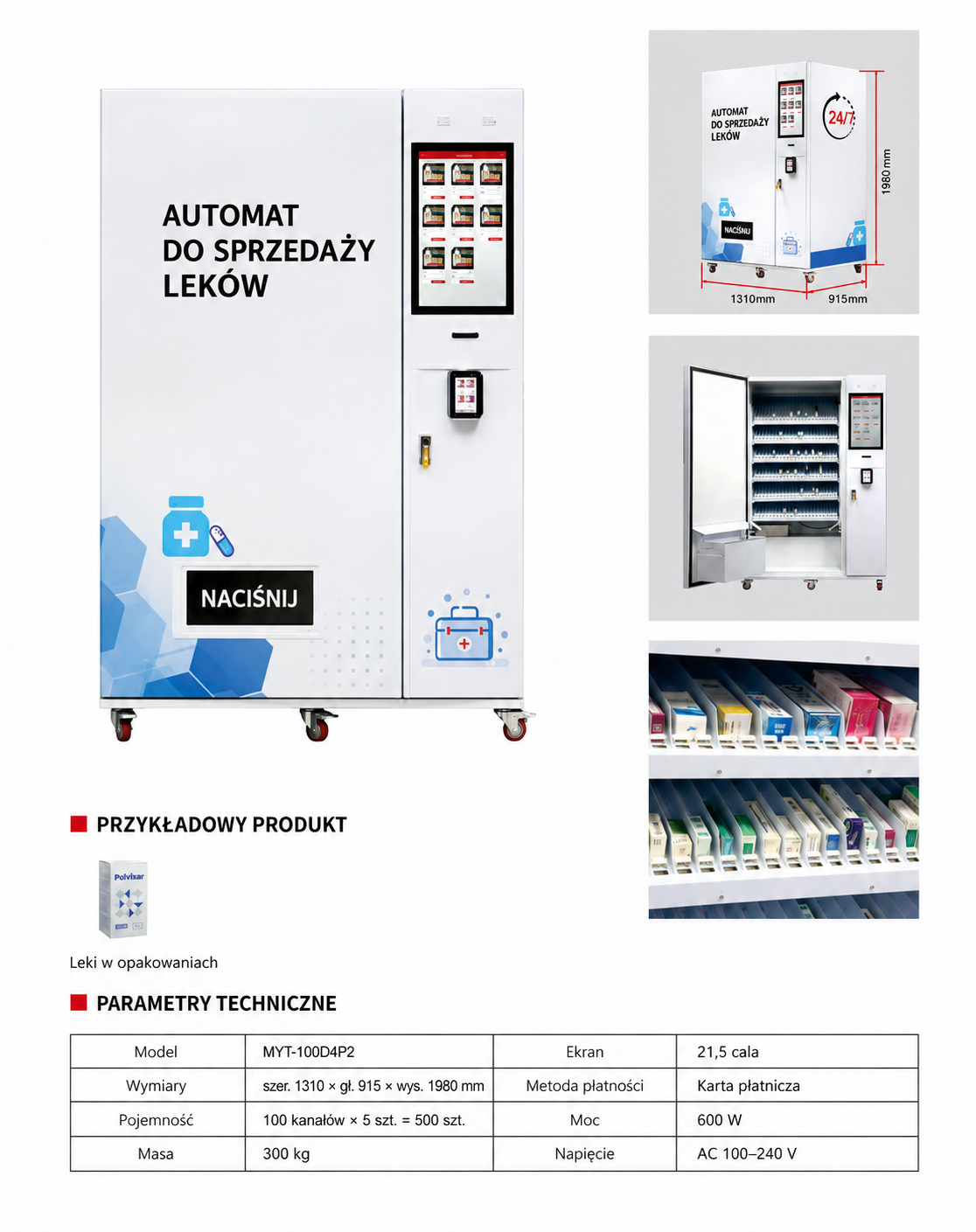 Całodobowy automat MYT-100D4P2 do sprzedaży leków w opakowaniach